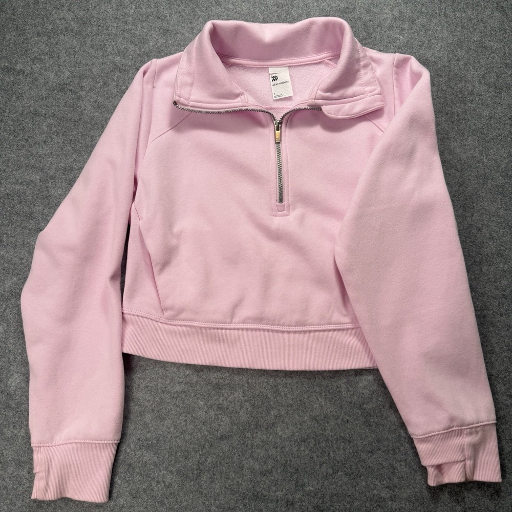 All In Motion Women's Half Zip Pullover Sweatshirt Thumb Holes Pink S